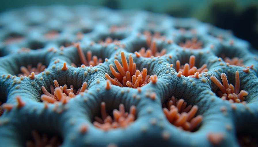 Close up of a hexagonal coral restoration frame
